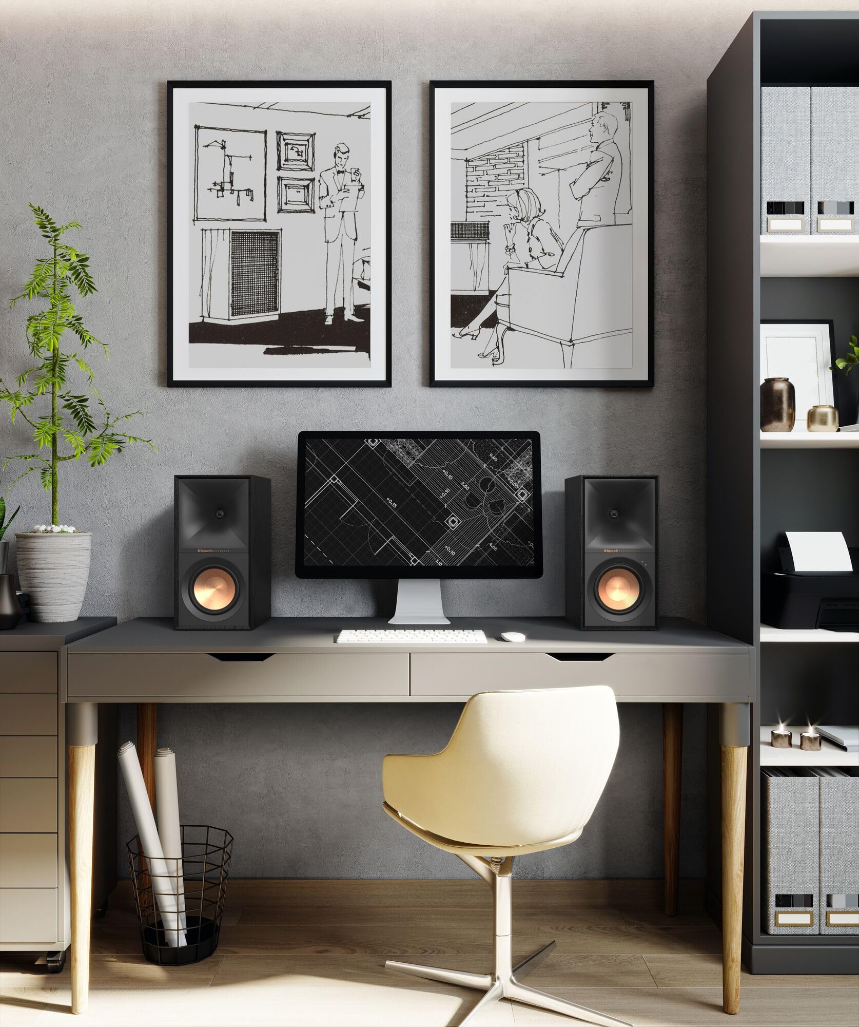 klipsch-r-50pm-powered-stereo-speakers-aktive-regallautsprecher-mit-tractrix-hor image 8